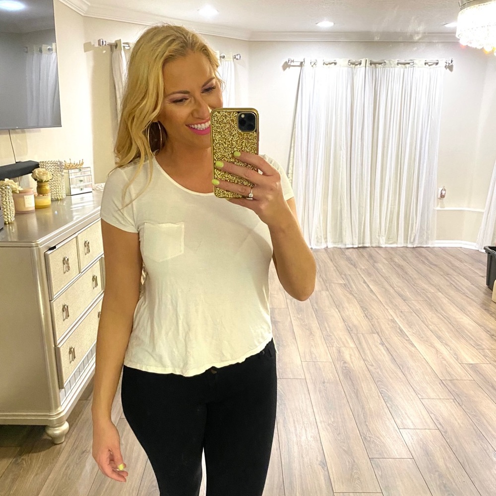 White‎ Sheer Back Tee 🤍